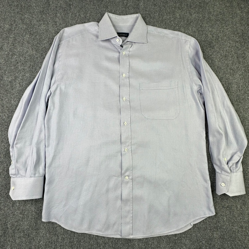 Canali Shirt 16 41 Woven Twill Geometric Made In Italy Preppy Designer Business